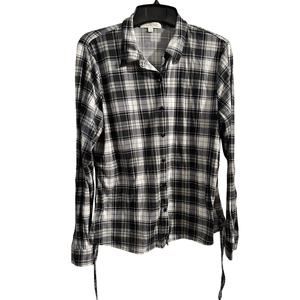Eden & Olivia knit button up black and white plaid top Women’s XL